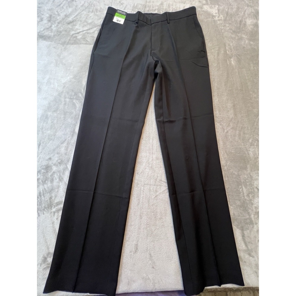 Haggar Mens Pants 36x34 Black Straight Fit Super Flex No Iron NWT